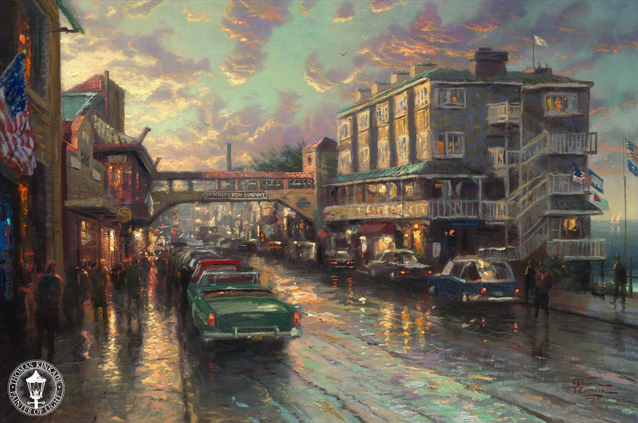 Cannery Row Sunset Thomas Kinkade Oil Paintings